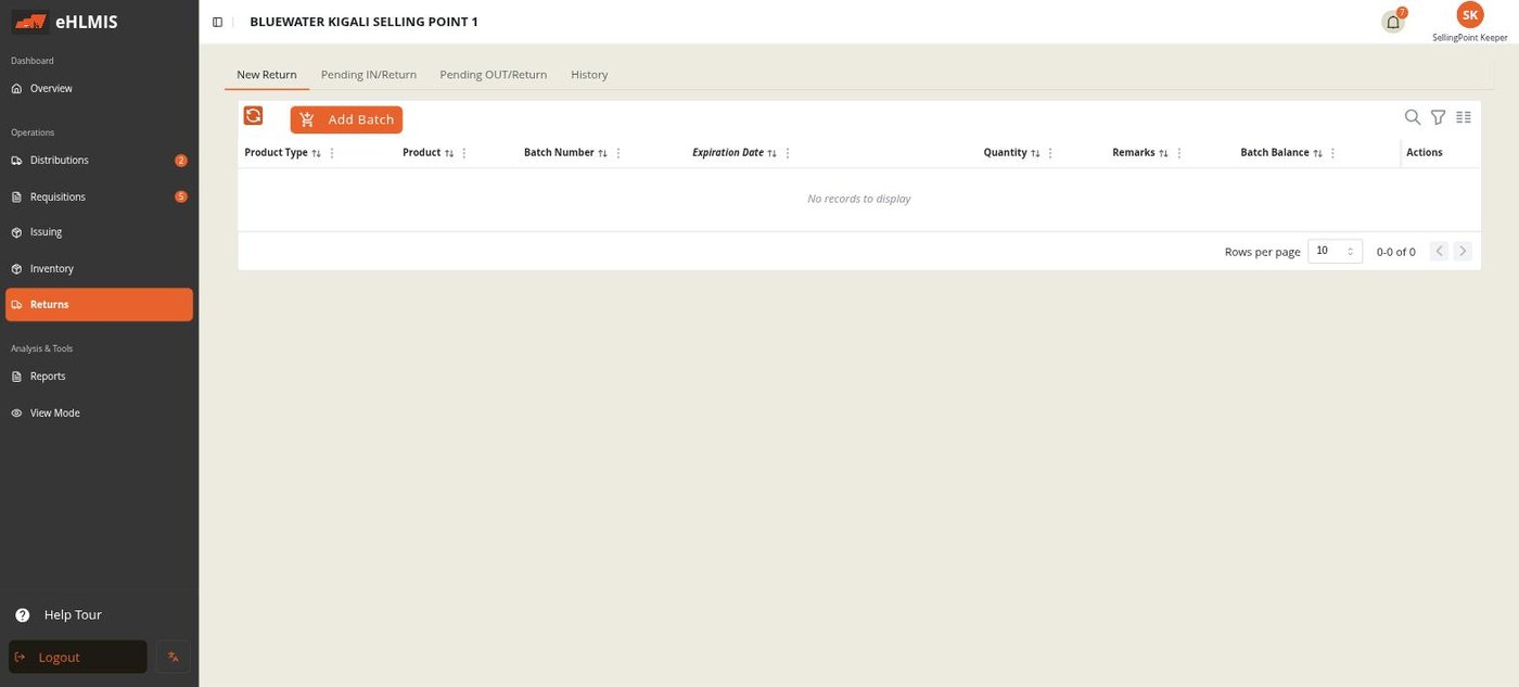 The New Return tab
