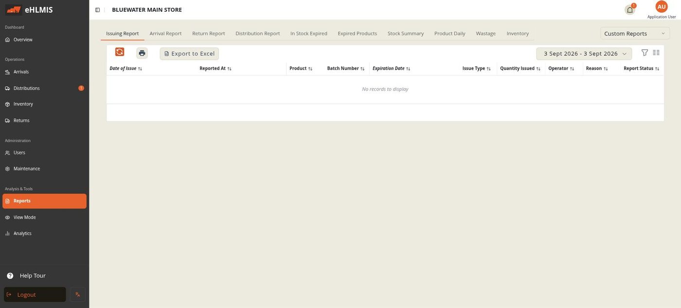 The Reports screen