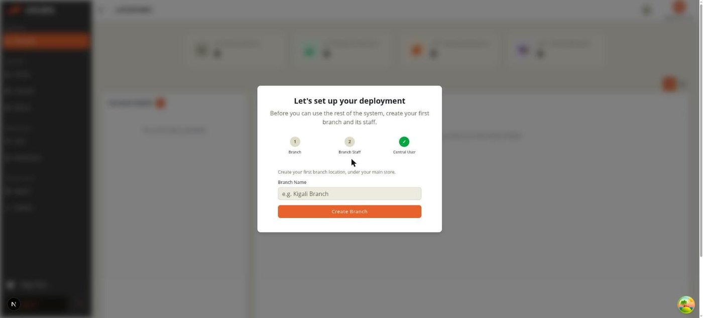 Setup wizard — create your first branch