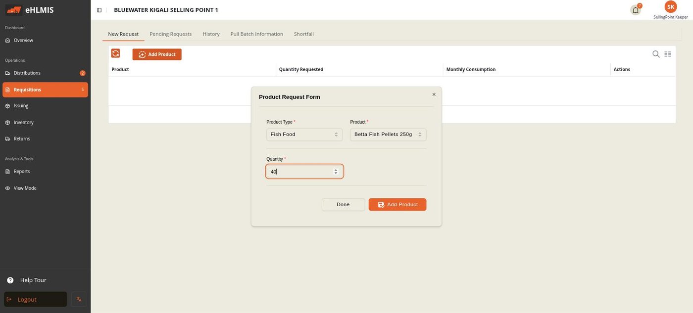 The Add Product form