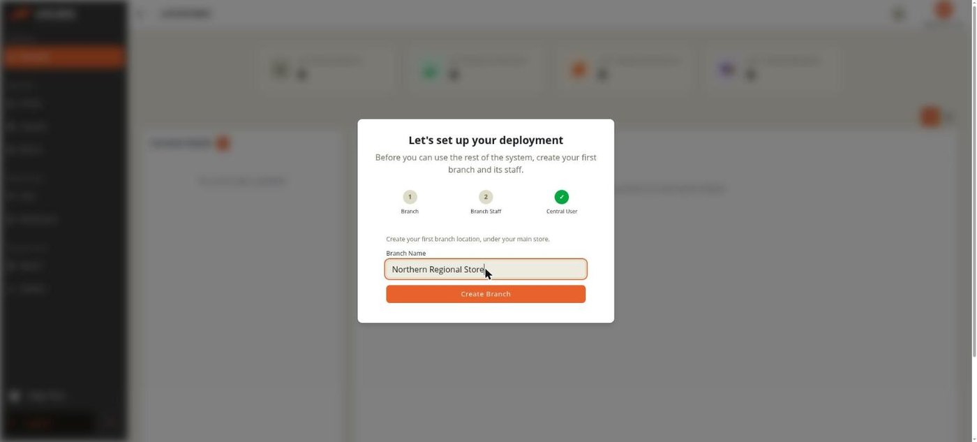 Setup wizard — branch name entered